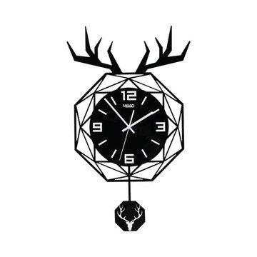 北歐鹿頭掛牆鐘表掛鐘客廳現代簡約創意輕奢網紅時尚餐廳家用時鐘 雙11全館免運