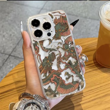 免運+隔日🚚Magsafe磁吸手機殼 紅綠中國龍 蘋果17promax 16 15plus 14 13 12 11防摔