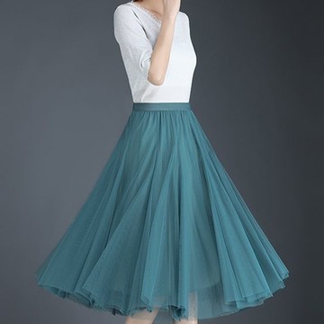 半身裙大擺網紗裙很仙的裙子a字垂感紗紗裙小個子百褶裙女跳舞裙【淘夢屋】