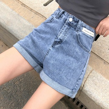 高腰牛仔短褲女夏年新款寬松顯瘦時尚百搭直筒彈力A字闊腿褲