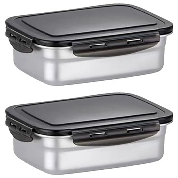 小麥購物 304不銹鋼保險盒 長方形 L1281 850ml  容器 + 蓋子  2個