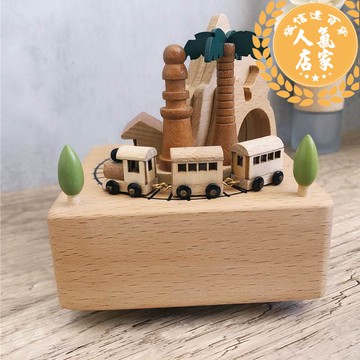 居家擺飾 木質八音盒全手工小火車會動椰樹鄉村火車音樂盒木製創意情侶擺件