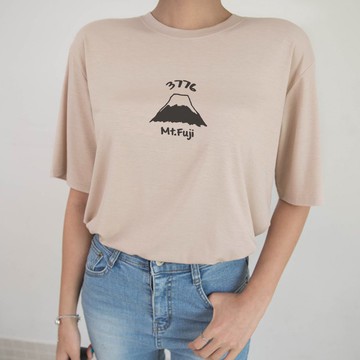 Mt Fuji 3776 中性短袖T恤 米色 富士山 日本 禮物 東京 文青