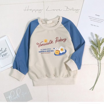 早餐拼盤韓系撞色袖長袖上衣 秋冬童裝 男童上衣 男童長袖 男童棉T 男童T恤 長袖上衣 秋冬上衣