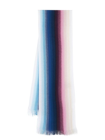 Missoni - zigzag-woven frayed wool scarf - women - Wool - One Size - Blue
