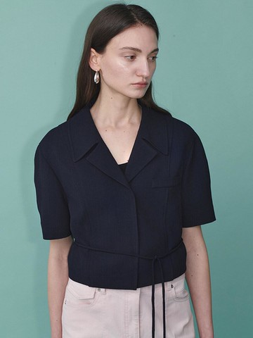 Belted Short-sleeved Blazer (SW5MJ213-24)