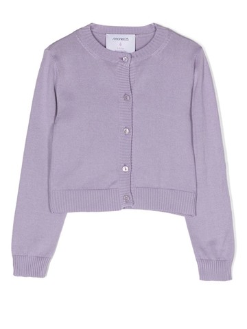 Simonetta - fine knit long-sleeve cardigan - kids - Cashmere/Cotton - 10 yrs - Purple