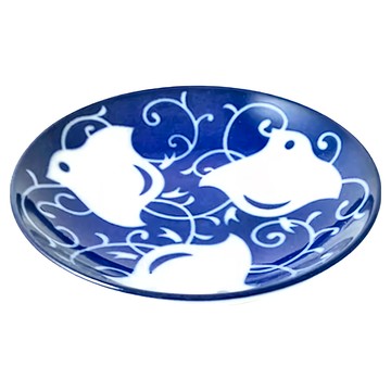 Chidori 千鳥小碟 日本美濃燒 白瓷器 直徑9.5cmx高2cm 約70g  唐草千鳥 藍色 + 白色  1個