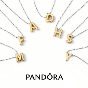 [雙11限時優惠][客製化卡片]代表她的專屬縮寫💝✨【Pandora官方直營】禮物獨家1+1💕金色字母「A-Z」串飾+項鏈套組 - 多款任選 。生日禮物。情人節禮物。