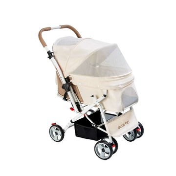 MODACore S11歐風氣質浪漫高透氣折疊寵物推車 米白款 25KG以下狗貓適用 大空間外銷歐美款