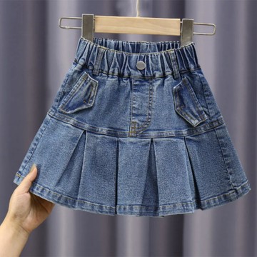 Healthy baby 女童牛仔半身裙夏季新款彈力牛仔裙兒童中大童兒童洋氣牛仔短裙潮 女童半身裙 裙子 女童夏季半身裙