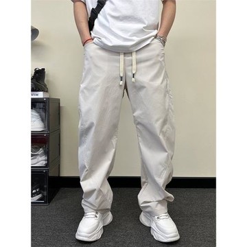 高級感速干彎刀褲男韓版寬松薄款白色運動休閑褲潮流百搭直筒長褲