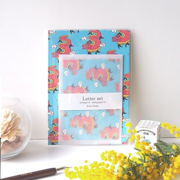 龍舞 圖案信紙組 【藍色】