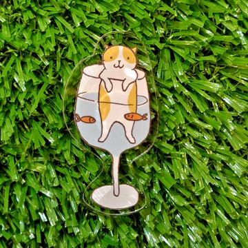 壓克力磁鐵-高腳杯貓(插畫家:貓小姐)(最長邊5cm)