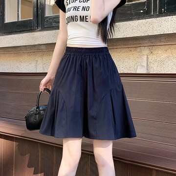 實拍2025夏季薄款簡約時尚休閒冰絲彈力闊腿五分褲裙