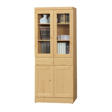 文創集 范斯文2.7尺實木四門中二抽書櫃-81x40x188cm免組