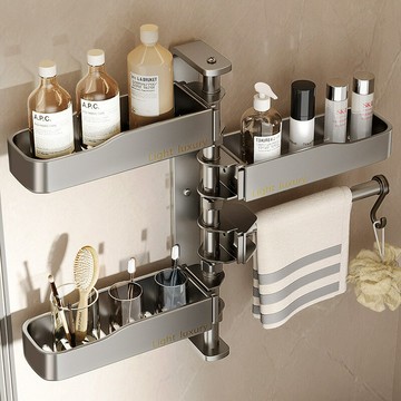 ??快速出貨 可開發票 旋轉衛生間置物架浴室架子免打孔廁所洗漱臺三角壁掛洗澡墻上收納