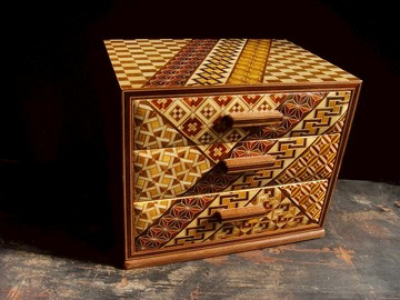 【老時光 OLD-TIME】早期二手日本製箱根寄木細工收納櫃珠寶盒