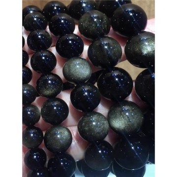 廠家直銷天然金耀石手串粒粒帶眼彩虹黑耀皮休男女款尺寸6-16MM