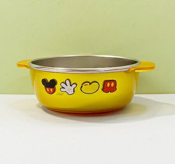 【震撼精品百貨】Micky Mouse 米奇/米妮  迪士尼兒童不銹鋼雙耳碗-黃米奇(M)#05243 震撼日式精品百貨