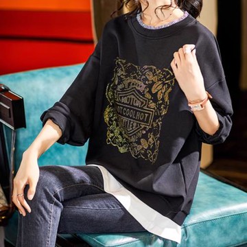 【LANNI 藍尼】★大尺碼休閒寬鬆舒適上衣(圓領/長袖/女裝)
