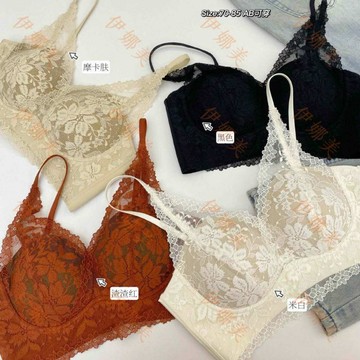 【臺灣出貨👙】法式內衣女夏天薄款大胸顯小胸聚攏杯胸罩性感超薄文胸罩套裝夏季【伊娜美】