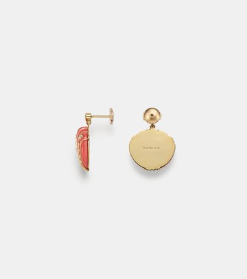 Yvonne Léon Coquillage Corail 9kt gold earrings with diamonds and coral