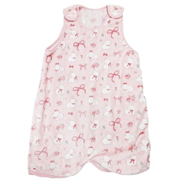 愛北鼻 背心式法蘭絨 粉領結白兔-無痕 120碼-建議110-120cm  M碼  粉紅色  1入