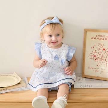 夏日比得可愛立體點點套裝-附髮帶