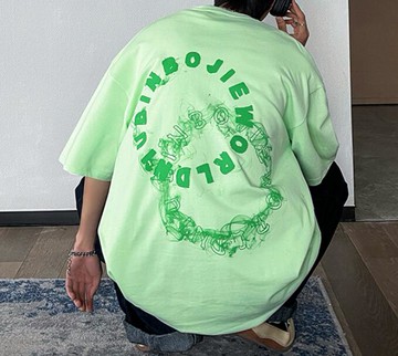 FINDSENSE X 韓潮 男士 時尚 寬鬆 大尺碼 街頭美式煙霧字母印花 短袖T恤