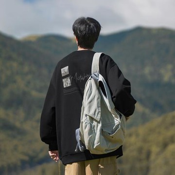 cityboy日系衛衣男春秋新款潮牌寬松套頭上衣青少年男生重磅外套