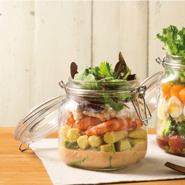 日本 ADERIA 日本進口抗菌密封寬口方形玻璃沙拉罐500ML