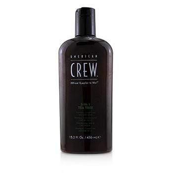American Crew 美國隊員 男士三合一茶樹洗髮精,潤髮乳,沐浴乳Men 3-IN-1 Tea Tree Shampoo, Conditioner and Body Wash 450ml/15.2oz-所有髮質洗髮精