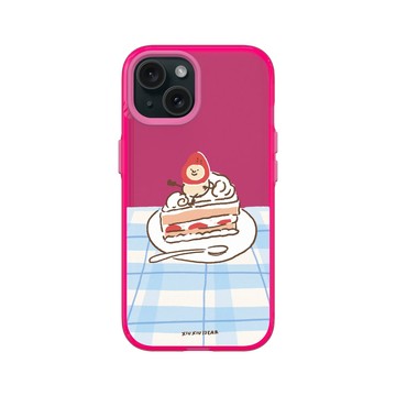 iPhone 15 Clear 粉漾桃 - 咻咻熊 XiuXiubear - 草莓鮮奶油蛋糕