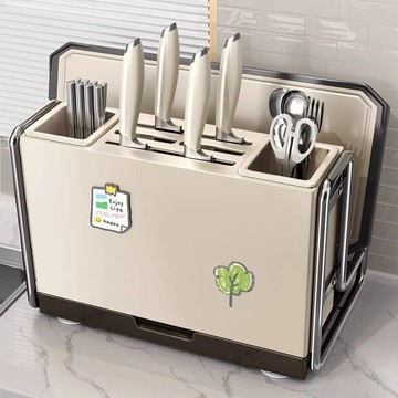 2025新款廚房置物架 刀架收納架 多功能臺麵壁掛式收納架 菜刀筷籠一體收納盒架