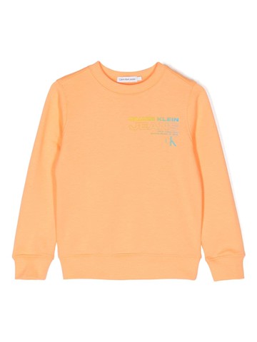 Calvin Klein Kids - logo-print cotton sweatshirt - kids - Elastane/Cotton/Cotton - 6 - Orange