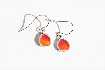 Earth・橘色七寶耳勾式耳環