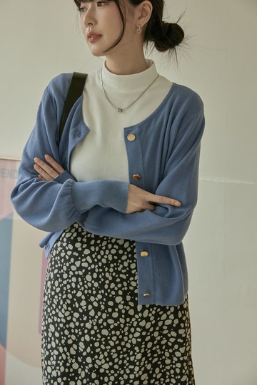 氣質短版針織外套(淺霧藍)