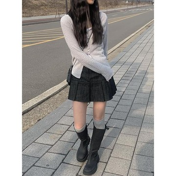 Codibook｜韓國 anyonemore 方塊紋理圓領長版開襟針織外套［預購］針織外套 女裝
