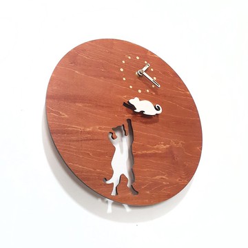 手工木作創意時鐘 我最搖擺 - 貓抓