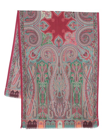 ETRO - graphic-print cashmere-silk scarf - women - Cashmere/Silk - One Size - Green