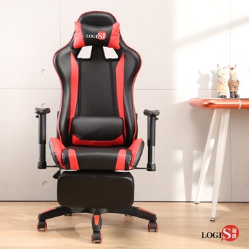 電競椅/辦公椅/電腦椅/賽車椅 極速皮面坐臥專利腳台電競椅 【LOGIS邏爵】【DIY-303Z 】