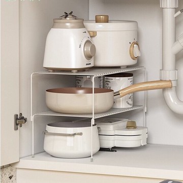 廚房 餐廚用具 廚房瀝水架 置物架 收納 瀝水 瀝水置物架 伸縮水槽下櫥櫃鍋具收納分隔檯面置物架隔層鍋架廚房用品家用大全