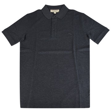 BURBERRY 巴寶莉  格紋內襯戰馬標誌男款POLO衫(深灰)