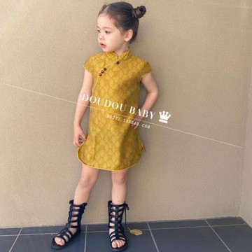 豆豆家小女孩旗袍夏中國風兒童旗袍裙古裝寶寶洋氣周歲禮服裙國風