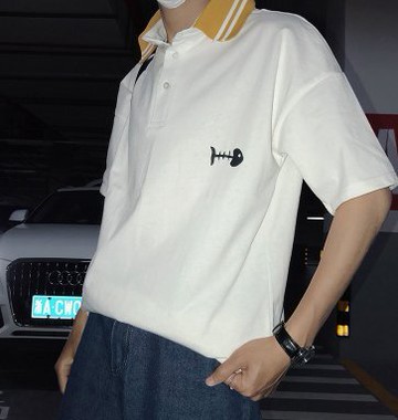 FINDSENSE H1 2018 夏季 新款 卡通印花 學院風  寬鬆 舒適透氣 翻領T恤 短袖 時尚 潮男女 上衣