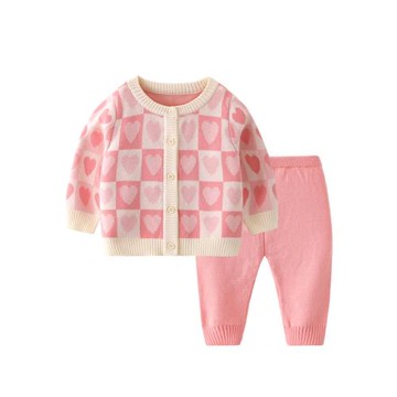 寶寶針織衫秋裝毛衣套裝嬰兒線衣嬰幼兒新生女童開衫打底女寶外套