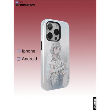 三殼殼原創卡通天使韓國涂層菲林二合一手機保護殼適用于蘋果16promax/plus/15/14/13/12/11/IMD全包手機殼