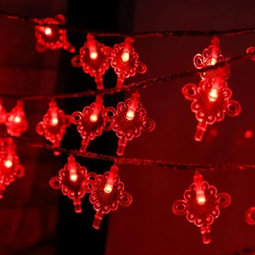 春節燈串 2025新年氣氛燈 六款可選 高亮紅燈珠 喜慶配件  新年燈飾 中國結 紅色  1條