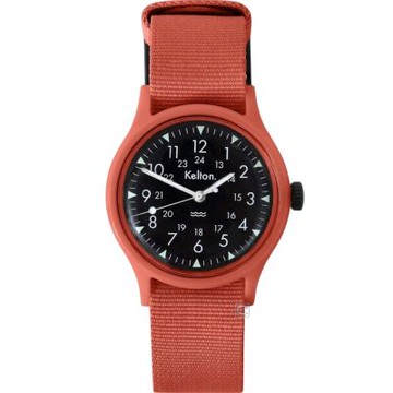 Kelton 凱爾頓 Jungle Lave 野戰風格 手動上鍊機械錶 男錶 女錶 手錶-9123202 橘紅色